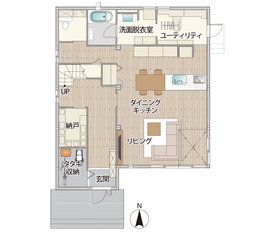 改造プラン例1F間取り図